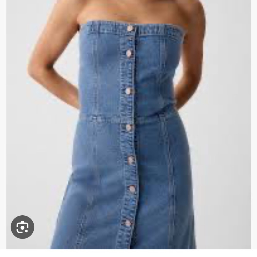 GAP Blue Denim Strapless Mini Dress